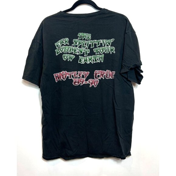 Vintage Motley Crue Band Tee 1989-90 The Ear Splittin' Loudest Tour On Earth XL - Picture 3 of 4